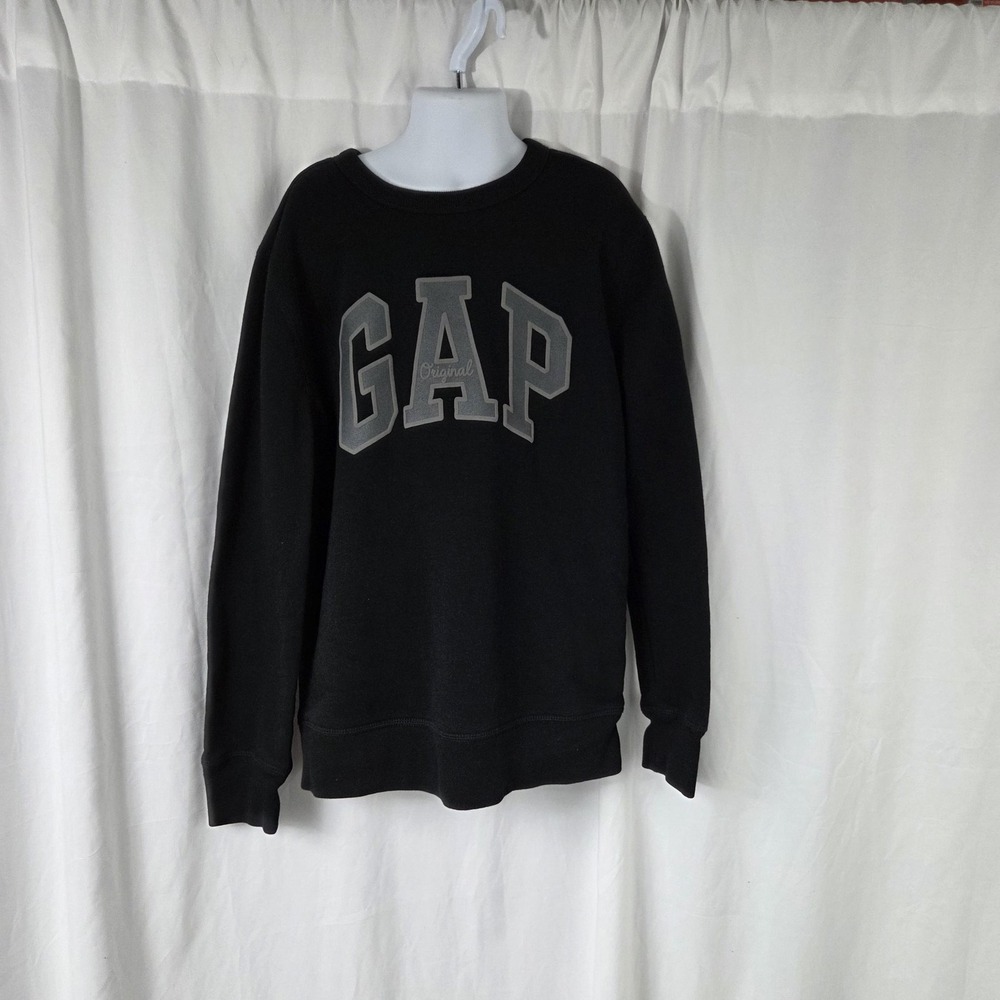 Gap Sweatshirt Kids 10 Black GAP Original Logo Fleece Crewneck Pullover